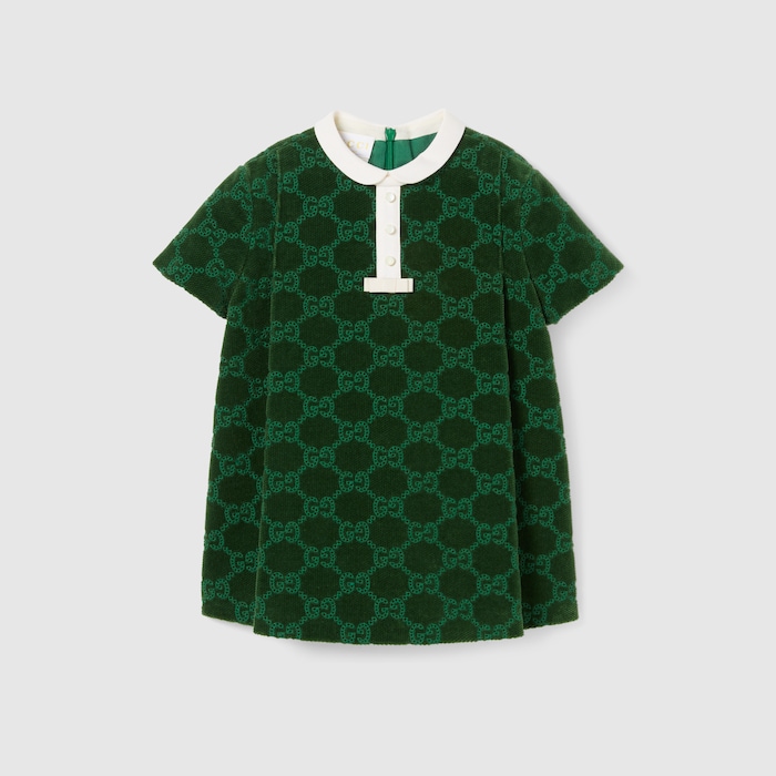 Baby GG cotton velvet dress in green | GUCCI US Baby GG cotton velvet dress in green | GUCCI US