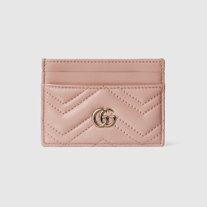 GG Marmont card case in pink beige leather | GUCCI® US