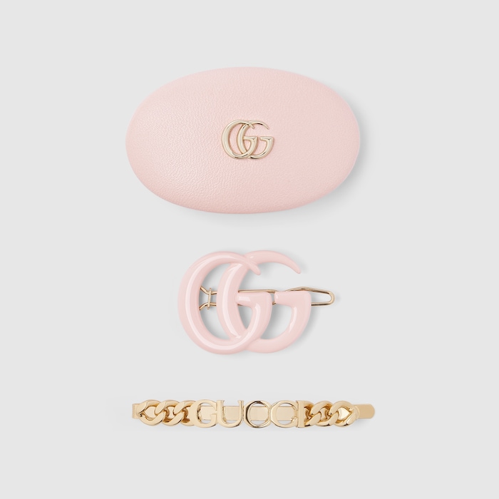 ヘア クリップ セット ・ピンク＆ゴールドトーン | GUCCI公式