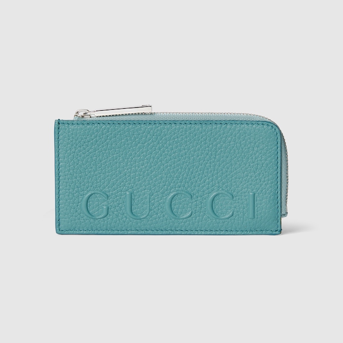 【未使用】GUCCI＊ケース メタルロゴ 現行 季節カラー 日本限定 ロゴ ジップカードケース ・ターコイズブルー レザー | GUCCI公式
