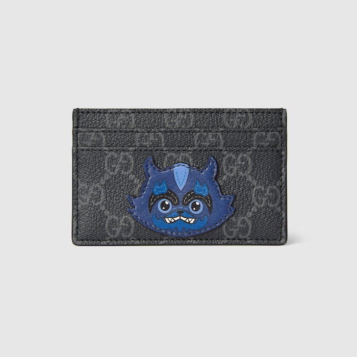 Gucci Besties〕カードケース ・ブラック＆グレー GG ファブリック