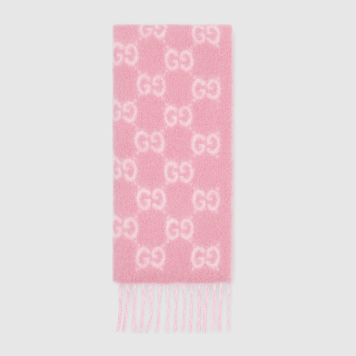 GG alpaca wool blend scarf in pink and white | GUCCI® US