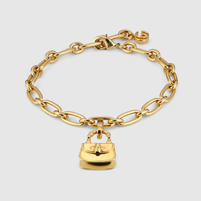 Bracelet with Gucci Bamboo 1947 charm in gold-toned brass | GUCCI® US