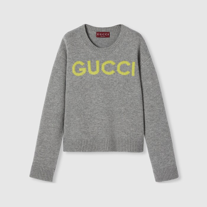 GUCCI インターシャ ウール トップ ・グレー | GUCCI公式