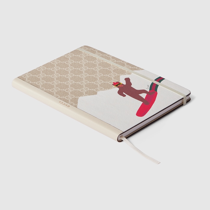 Large notebook with print in beige and ivory | GUCCI® US