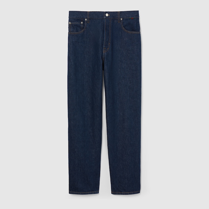 GUCCI ダークデニム ストレートレッグパンツ スリムフィット コットン