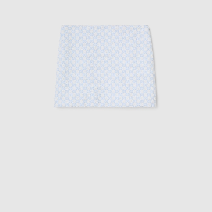 GG cotton bouclé mini skirt in white and light blue | GUCCI® UK
