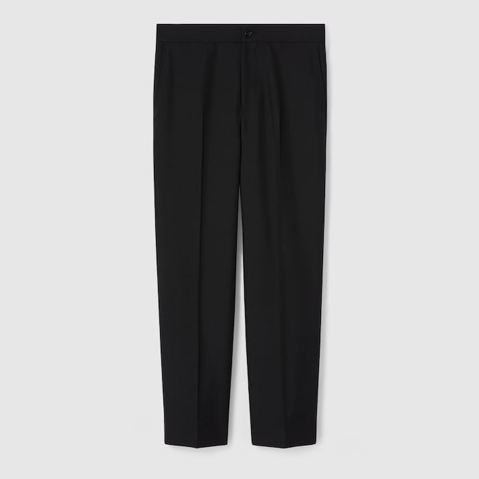 ロゴ ウールブレンドツイル パンツ ・ブラック | GUCCI公式