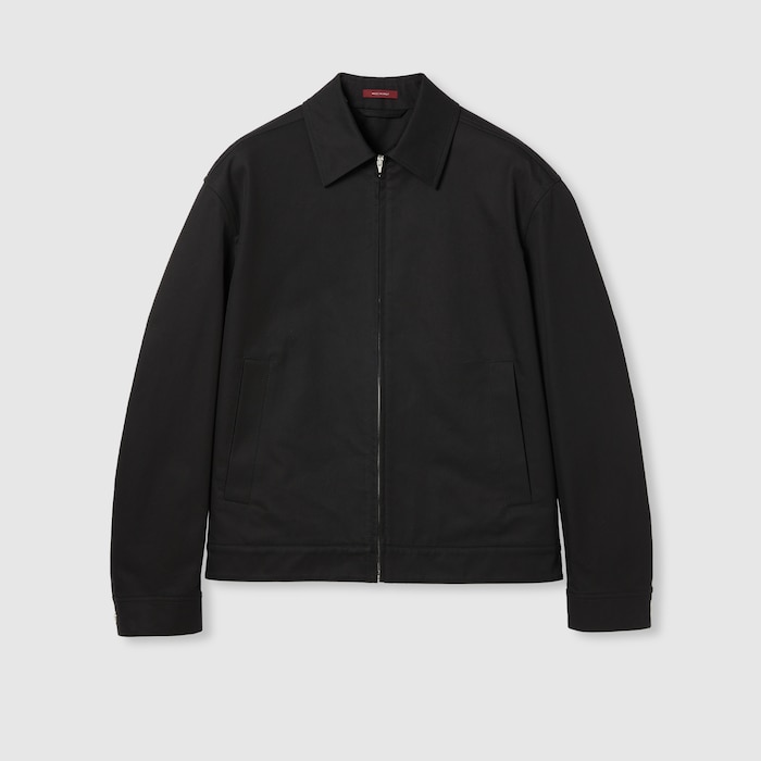 ウェブ ストライプ ディテール コットンツイル ジャケット ・ブラック