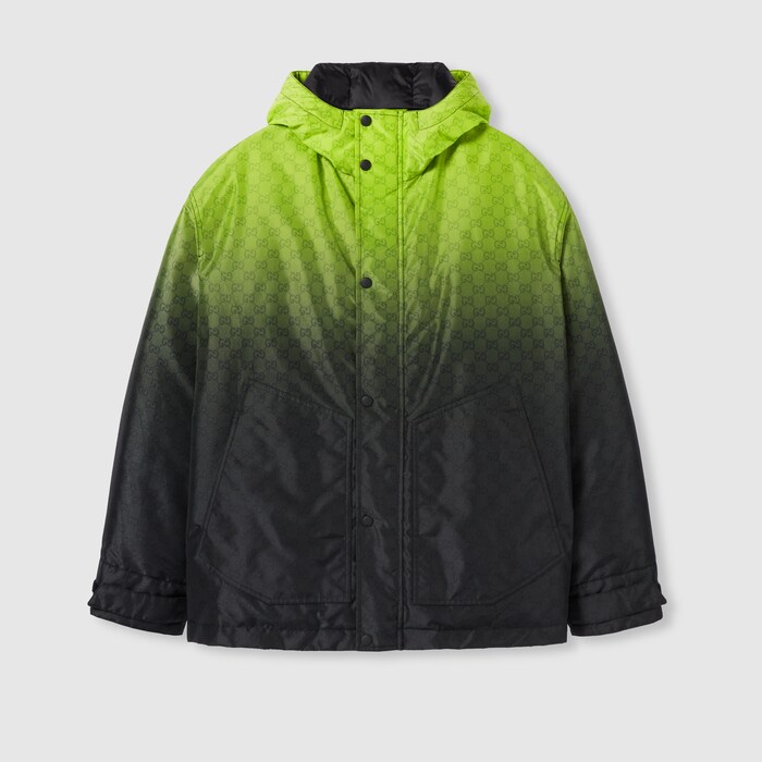 Printed nylon jacket in gradient lime to green | GUCCI® US