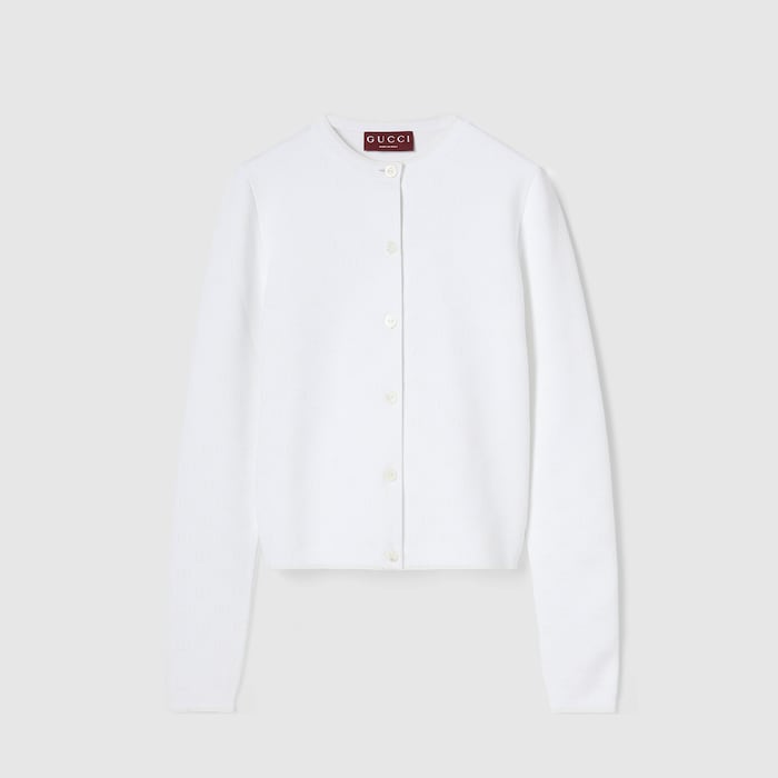 H314 L グッチ イタリア製 ＧＧ柄 カーディガン ホワイト レディース 836187_XKE1I_9000_001_100_0000
