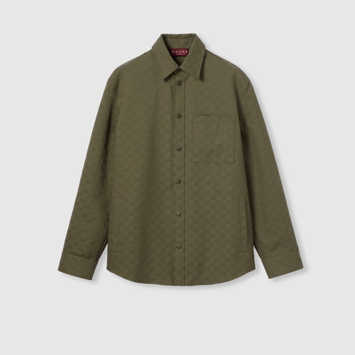 GG canvas shirt in forest green | GUCCI® US