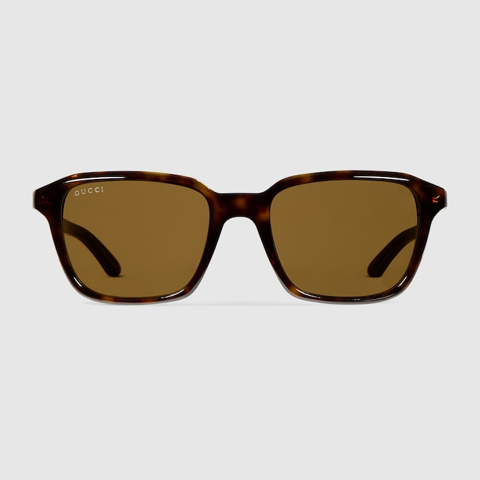 Square frame sunglasses in brown tortoiseshell | GUCCI® US