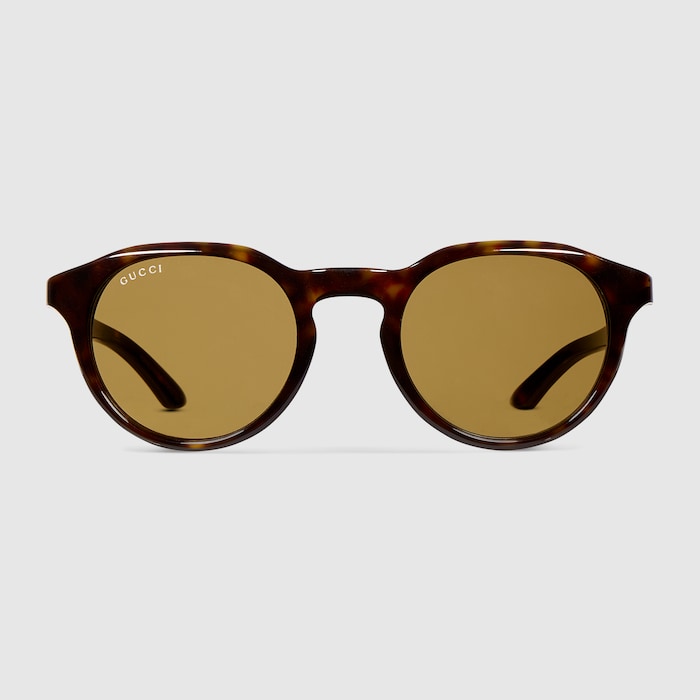 Round frame sunglasses in brown tortoiseshell | GUCCI® US