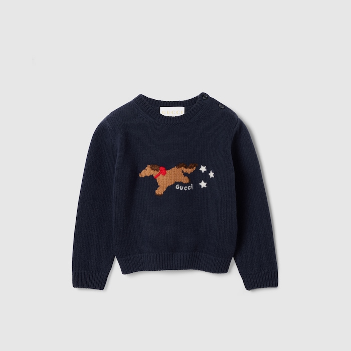 Baby wool sweater in dark blue | GUCCI® US