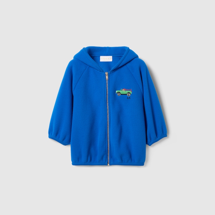 Baby fleece zip jacket in blue | GUCCI® UK