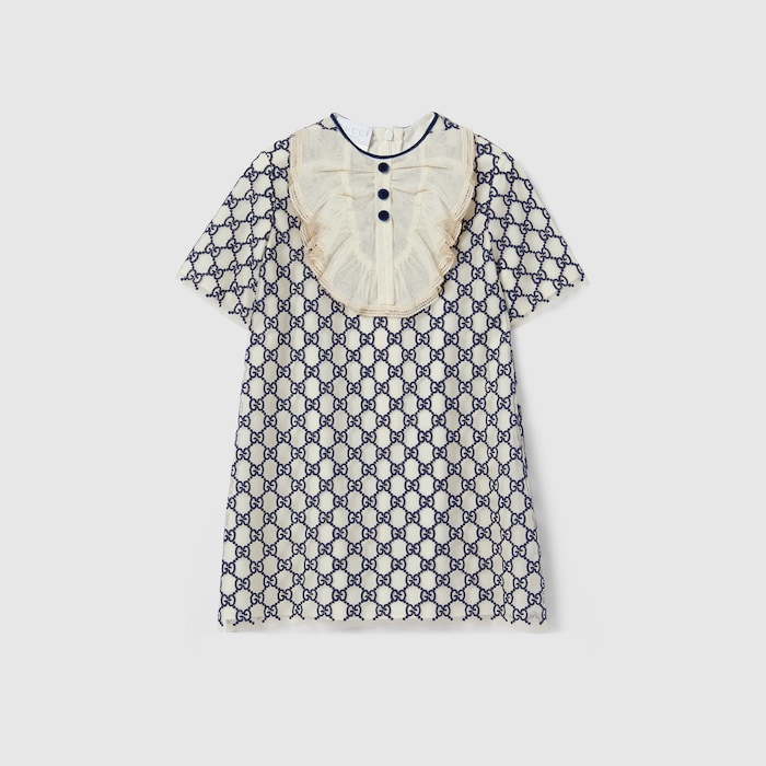 Children's GG nylon dress in navy and off white | GUCCI® US