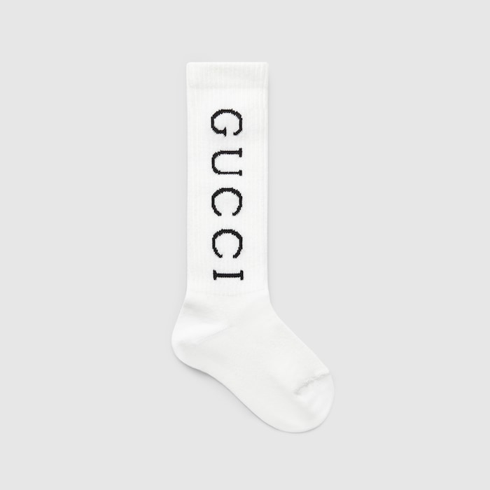 Children's cotton blend rib socks in white | GUCCI® US