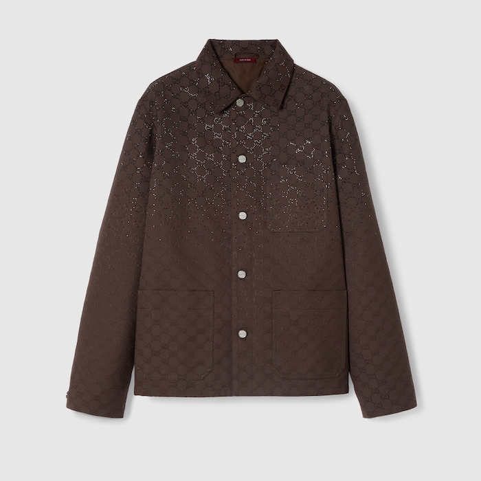 GUCCI ブラウン ボタン付きジャケット GGキャンバス パデッドジャケット ・ブラウン | GUCCI公式