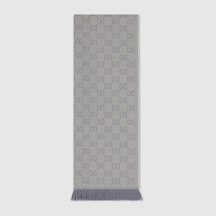GG wool scarf in light blue and grey | GUCCI® US