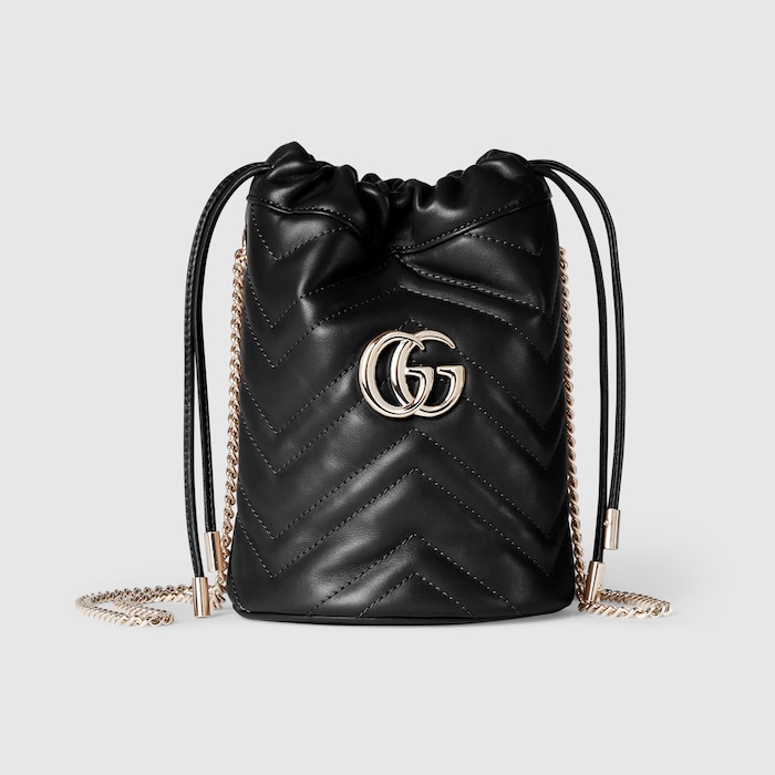 GG Marmont small bucket bag in black leather | GUCCI® US