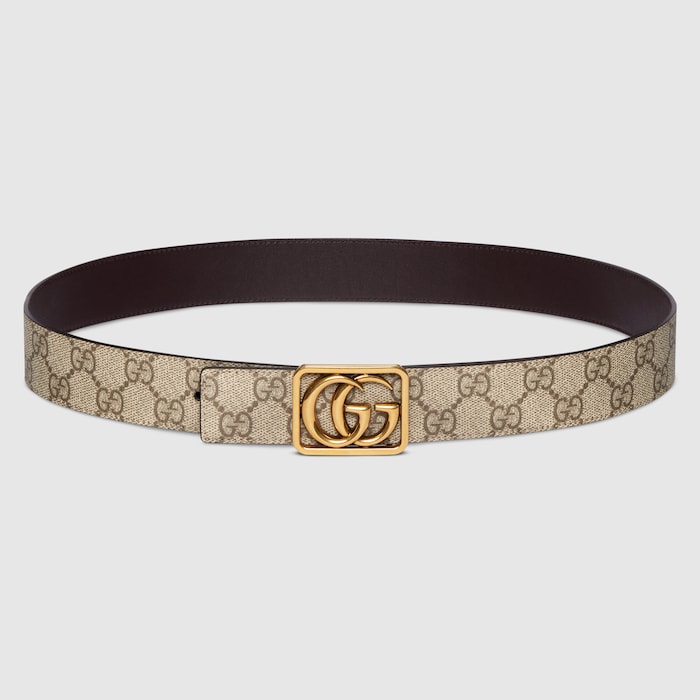 Reversible GG Marmont belt in beige Supreme and brown leather