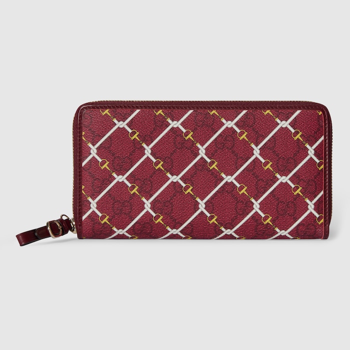 Printed GG zip around wallet in red and pink GG fabric | GUCCI® US