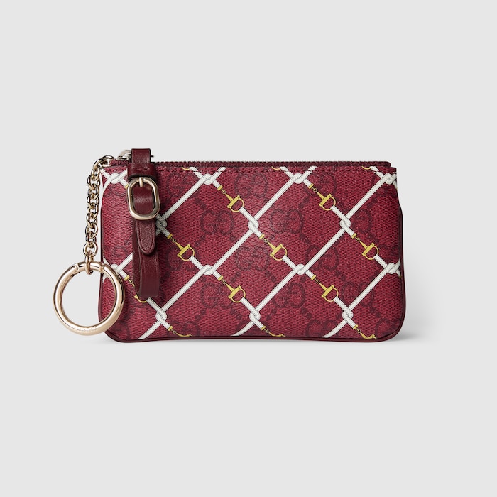 Printed GG key pouch in red and pink GG fabric | GUCCI® US