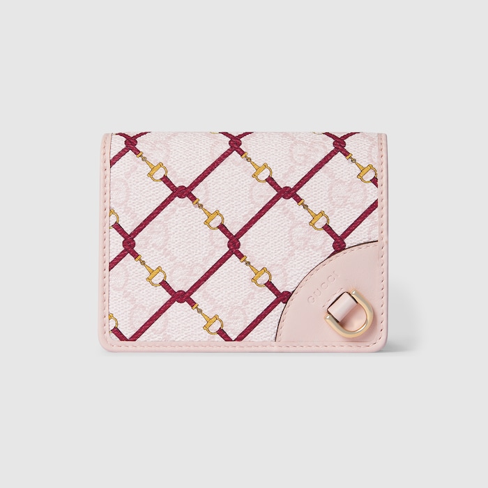 Printed GG card case in pink and red GG fabric | GUCCI® US
