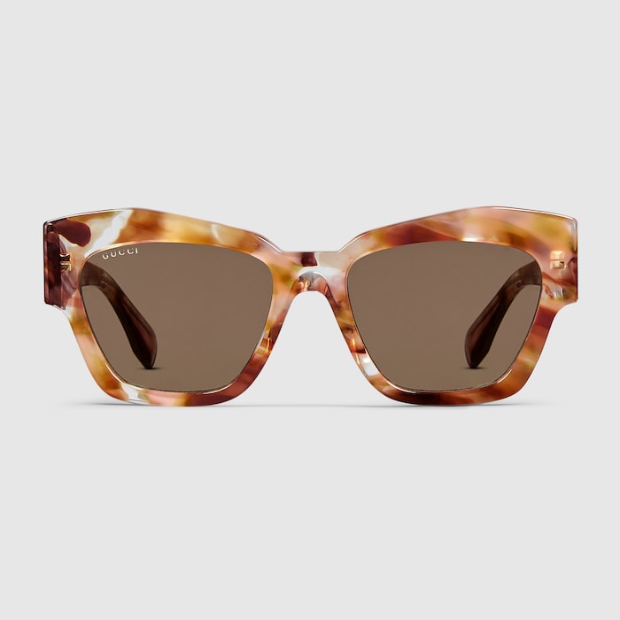 Cat-eye sunglasses in brown tortoiseshell | GUCCI® US