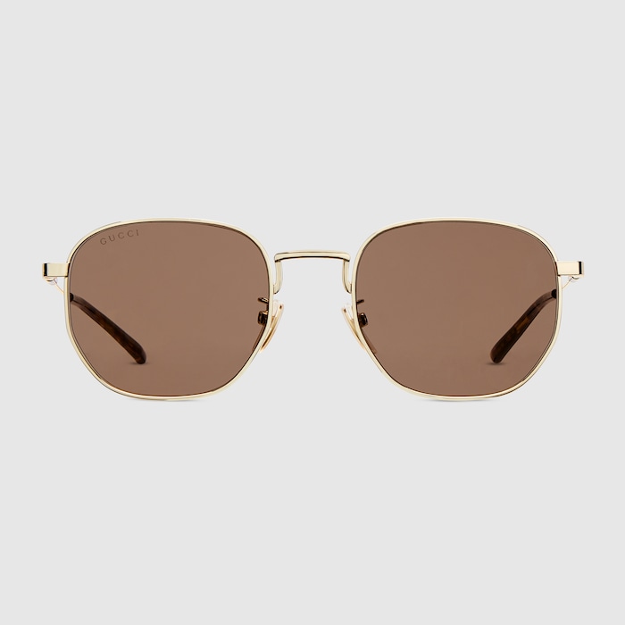 Round frame sunglasses in gold | GUCCI® US