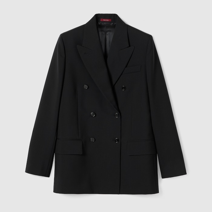 Double-breasted wool jacket in dark blue | GUCCI® US Double-breasted wool jacket in dark blue | GUCCI® US