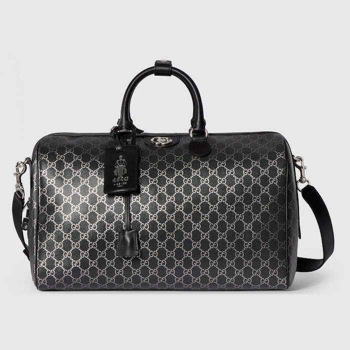 GG medium duffle bag in silver GG fabric | GUCCI® US