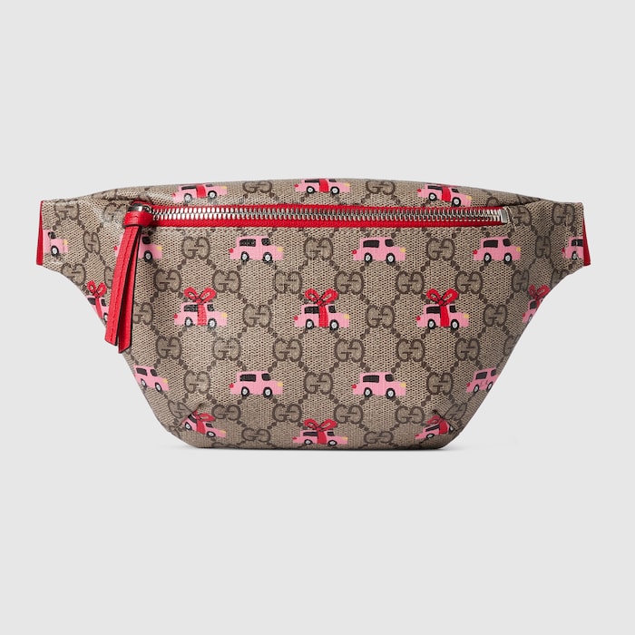 Children's printed GG belt bag in beige and brown GG Supreme