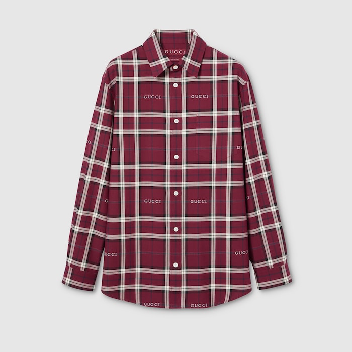Tartan cotton jacquard shirt in multicolor | GUCCI® US