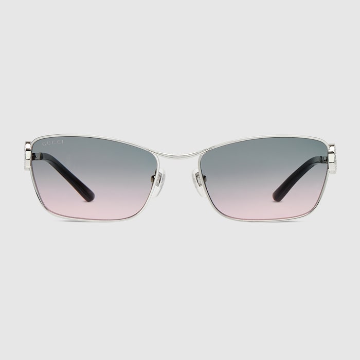 Rectangular frame sunglasses in silver | GUCCI® US