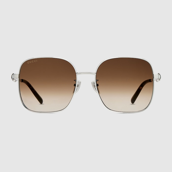Square frame sunglasses in silver | GUCCI® US