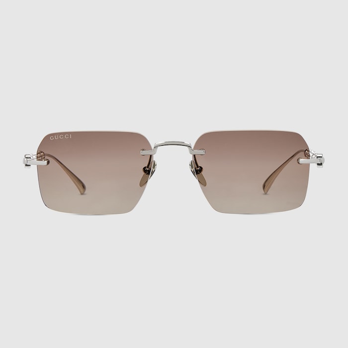 GUCCI サングラス Frameless rectangular sunglasses in silver | GUCCI® US
