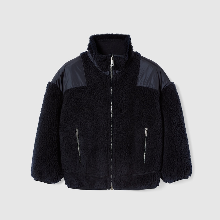 Children's GG fuzzy fabric jacket in dark blue | GUCCI® US