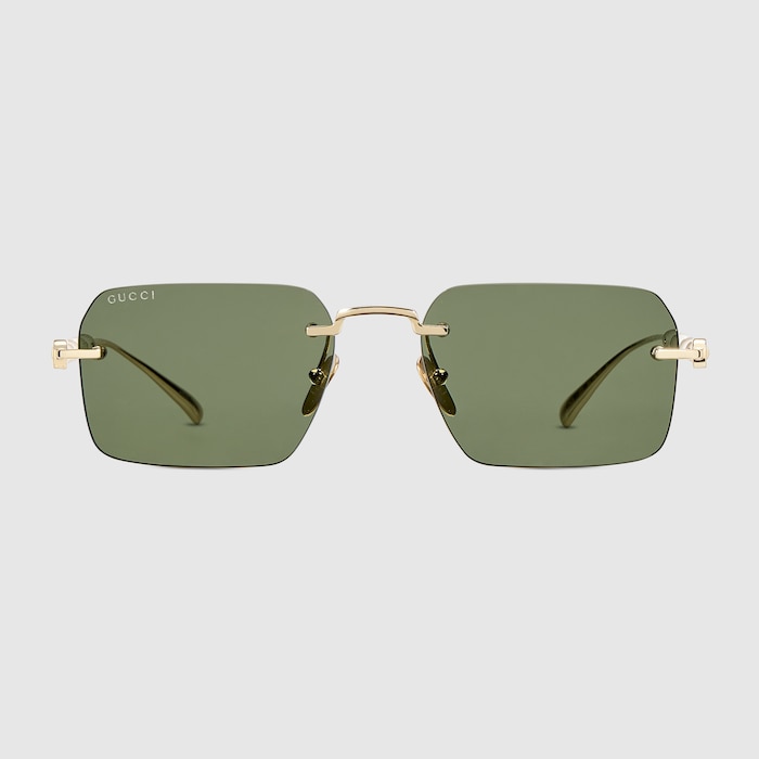 Frameless rectangular sunglasses in gold | GUCCI® US