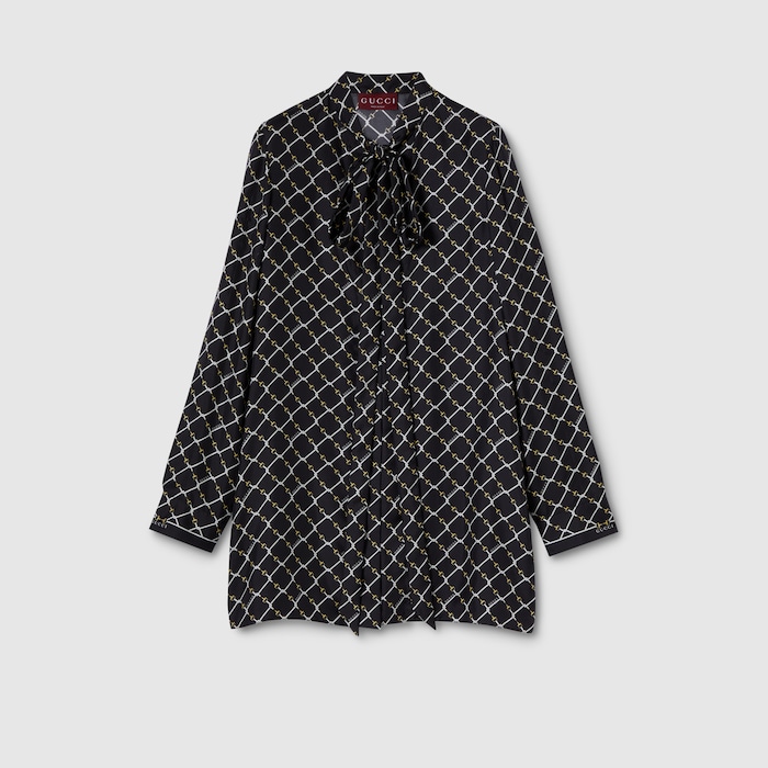 プリント シルクツイル ドレス ・ブラック | GUCCI公式