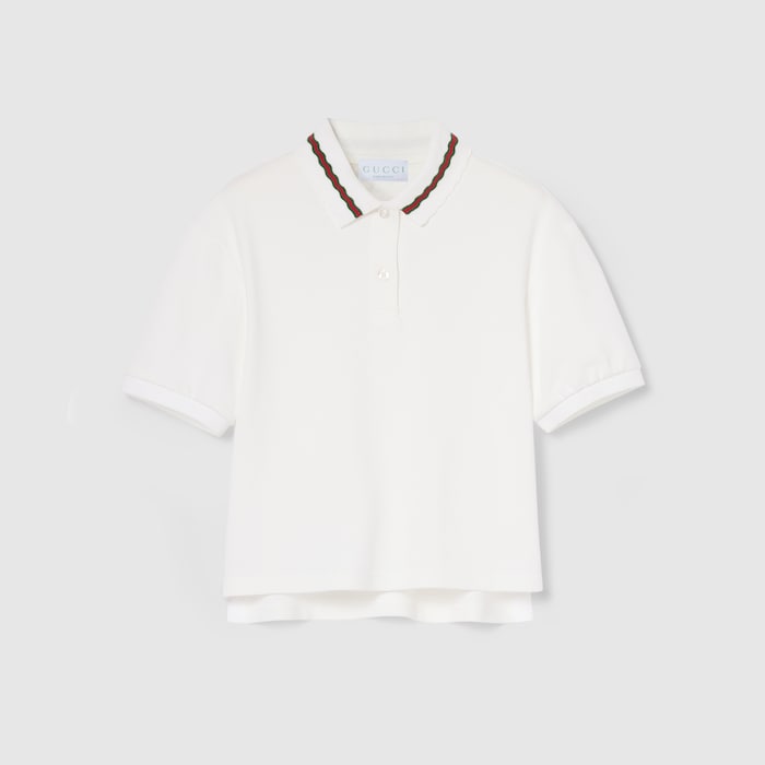 Children's cotton polo shirt in white | GUCCI® RO