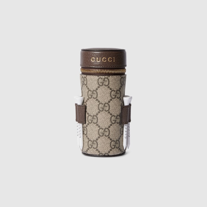 GG golf ball and tees case in beige and brown | GUCCI® US