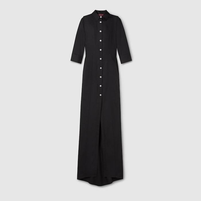 Dry silk wool dress in black | GUCCI® US
