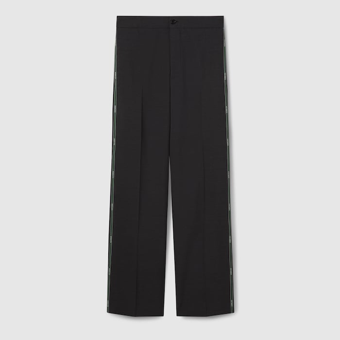 Wool pant with Gucci selvedge detail in dark grey | GUCCI® US