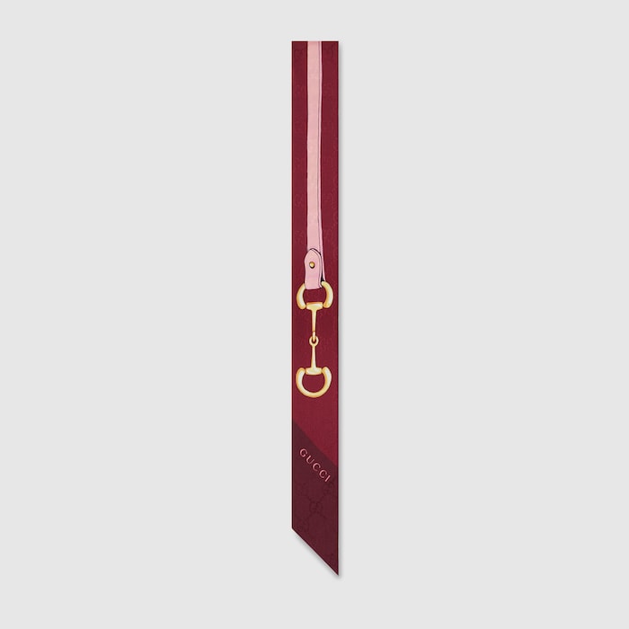 Printed silk twill ribbon in bordeaux | GUCCI® US