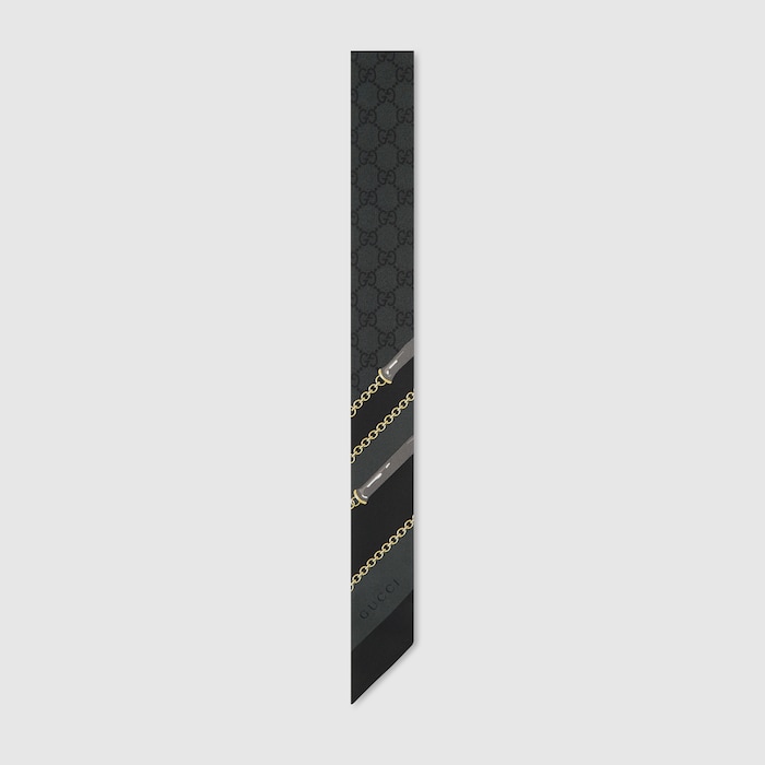 Printed silk ribbon in black | GUCCI® US
