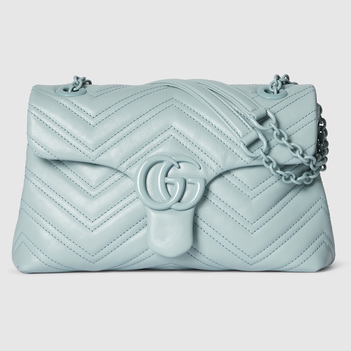 GG Marmont small shoulder bag in icy blue leather | GUCCI® US