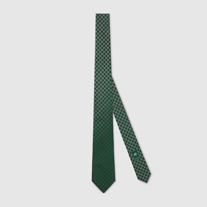 GG silk jacquard tie in green and light green | GUCCI® US