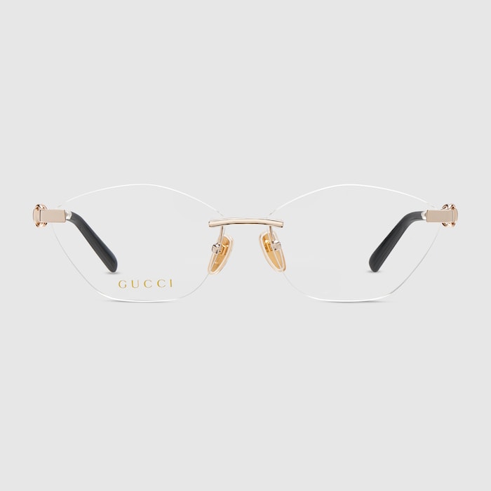 Cat-eye optical frame in gold-toned | GUCCI® US